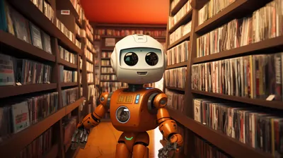 friendly robot and movie collection